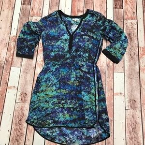 Parker Blue and Green Patterned Dress